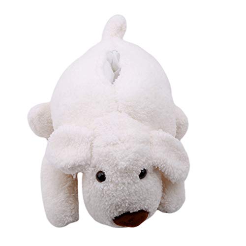 LANKOULI Tissue Box Weiche Plüsch Tissue Boxen Serviettenhalter Weiß Braun Süße Teddy Dog Tissue Set Box Cover Cover