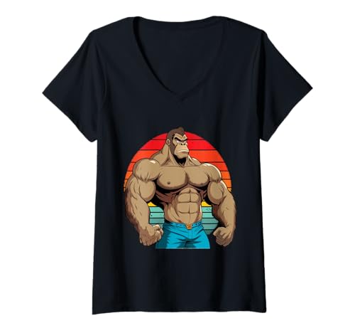 Donna Gorilla - Maglietta da Bodybuilder Gorilla, per Allenamento e Palestra Maglietta con Collo a V
