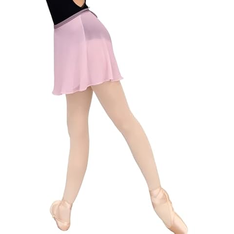 Tacherlia Ballet Wrap Skirt Women Elastic Waistband Sheer Textured Dance Skirt (US, Waist, 31, Short, Peachskin) Cover