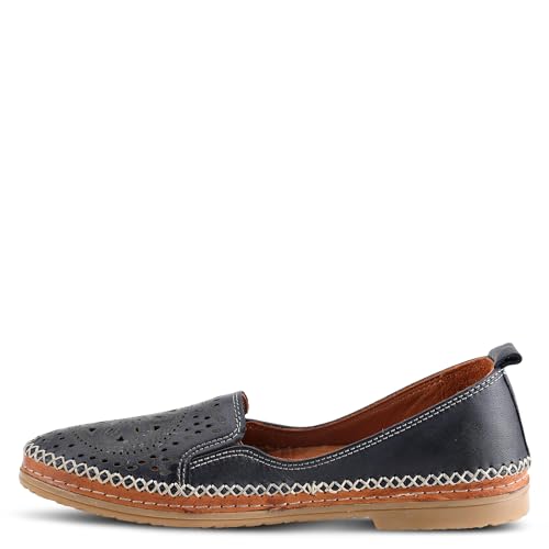 Image of Spring Step Women's Ingrid Loafers - Premium Leather Slip-On with Laser Cutout Design, Elastic Goring and Lightweight Flat Sole for Comfortable Stylish Wear
