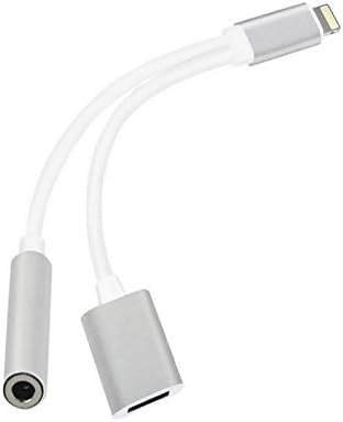 2 in 1 Lightning for iPhone 7 Adapter,CACO MALL iphone 7 Plus Adapter Lightning to 3.5mm Aux Headphone Jack and Charger Cable for iPhone 7 / 7 plus-Silver