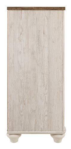 Signature Design by Ashley Willowton Coastal Cottage 6 Drawer Dresser with Faux Plank Top, Whitewash