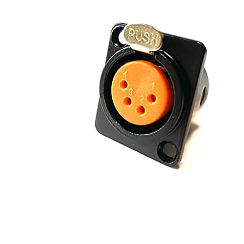 Priaolker Gold Plated 4-Pin Xlr Female Socket Metal Panel Mount Chassis Microphone Audio Jack D-Type Connector Adapter, Pack Of 5 #TOP1