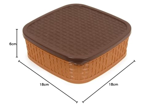 Plastic Square 7 Sections Multipurpose Kitchen Storage Masala Rangoli Dabba Box Set, Spice Box Set - Brown (Masala Box - 7 in 1)