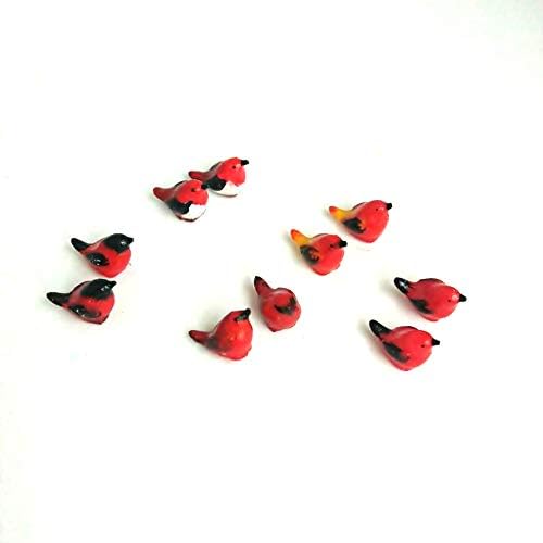 Oiseaux rouges miniatures en argile thaïlandaise pour artisanat d'art
