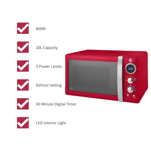 Swan-Microondas-digital-LED-retro-rojo-20L-800W-5-niveles-de-potencia-incluyendo-ajuste-de-descongelacion-SM22030LRN Swan-Microondas-digital-LED-retro-rojo-20L-800W-5-niveles-de-potencia-incluyendo-ajuste-de-descongelacion-SM22030LRN