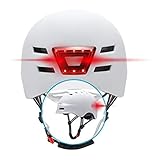 BEEPER Unisex-Adult Me135m-w Fahrradhelm, Roller mit integriertem Front-und Rücklicht, Weiß, M