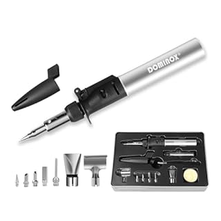 DOMINOX Butane Soldering Iron Kit, Portable Cordless Soldering Iron and Butane Heat Gun Rapid Heat Up, Mini Torch Welding Kit with Self-Igniting Adjustable Flame（Butane Gas Not Included）