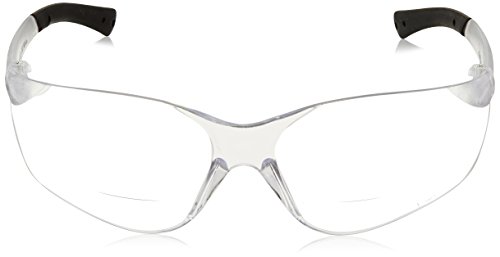 Image of Crews BKH10 BearKat Magnifier Polycarbonate 1.0 Diopter Clear Lens Safety Glasses with Non-Slip Hybrid Black Temple Sleeve, 1 Pair (Pack of 2)