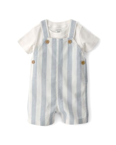 Image of Carter's Baby Boy 2-Piece Boat Striped Overall Set
