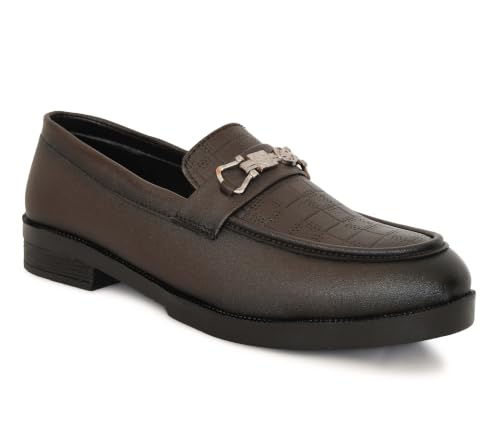 Image of VELTRIX Men's Premium Patent Leather Finish Formal Loafers | Horsebit Buckle Slip-On Shoes | Comfortable Office, Party, Wedding & Business Dress Shoes Aldo DIY Softy