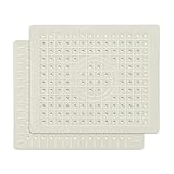 WILLKOMMEN Kitchen Sink Mat, 12' x 10' Dish Drying Mat, Sink Protector Mats for Bottom of Kitchen Sink, Fast Draining Sink Mats Grid, 2 Pack Cream White