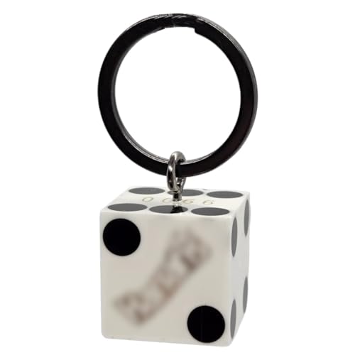 Cyber-Deals Novelty Key Ring Featuring Authentic Las Vegas Lake Tahoe Reno Nevada Casino Craps Dice (White)