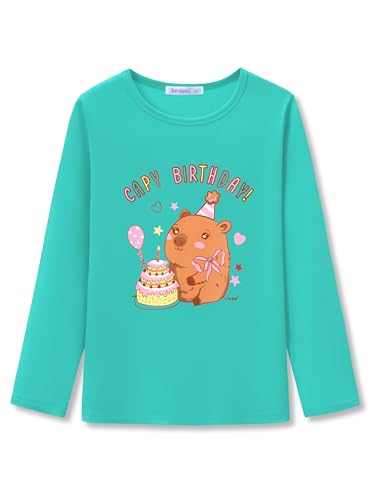 Image of Girls Long Sleeve T-Shirt Cute Versatile Basic Casual Top Size 6-18 | Soft Stretchy Tee for All Day Comfort, Versatile Layering Top for Cold Days, Cute Casual Style for Girls, Durable Easy Care
