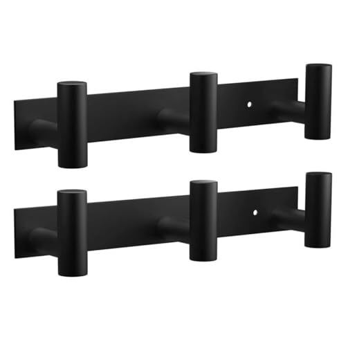 Image of VAEHOLD Black Hat and Coat Wall Mount Rack - 3 Hooks for Robes, Bags, Keys, and Towels - Bathroom Towel Hanger Organizer (2 Pack)