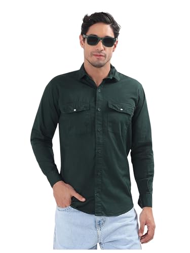 Image of Premium Men Plain Shirt Full Sleeve | Button Down Collar RFD Lightweight Fabric | Regular Fit Casual Wear Shirt with Double Pocket Design