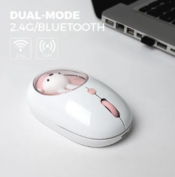 ミッフィー×MIPOW 光るワイヤレスマウス、レシーバー接続のみ デュアルモード 3段階DPI調整、ピンク