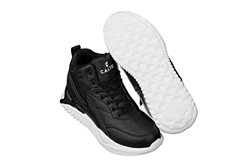 Image of CALTO Men's Invisible Height Increasing Elevator Trainer Shoes - Black Lace-up Lightweight Fashion High-Top Sneakers - 4 Inches Taller - S3060 - Size 8 D(M) US