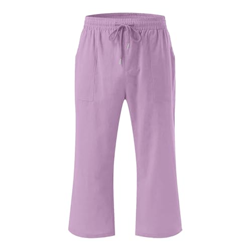 Kids Cropped Pants Summer Casual Elastic Waist Straight Cropped Trousers with Pockets Boys Girls Wide Leg Baggy Bottoms2