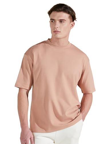 Image of Amazon Brand - Symbol Men's Solid Cotton Oversized Round Neck Tshirt | Half Sleeve | Plain (Available in Plus Sizes)