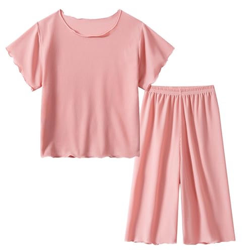 Kids Short Sleeve Cotton 𝐏a𝐣ama Set Toddler Girls Summer 𝐏a𝐣amas 2 Piece 𝐏𝐉𝘀 with Pants Lightweight 𝐒lee𝐩wear