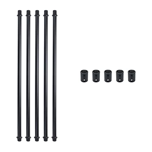 Pastlla 5 Sets M10 Straight Pipe Lamp Stem Kit with Connector Coupling Lamp Rod Hardware Light Fixture Parts Replacement, 11.9