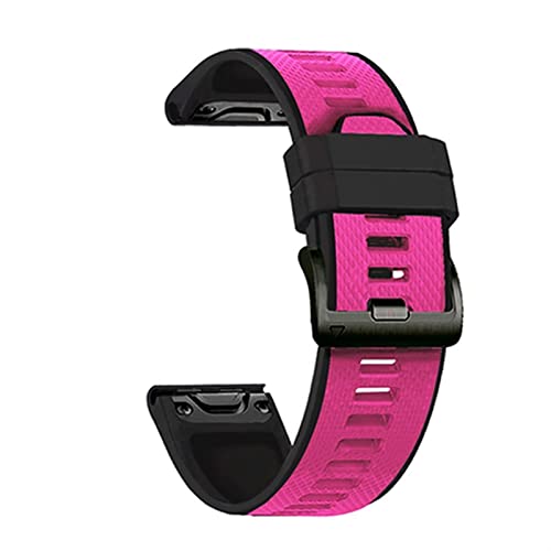 Bracelet montre 22mm silicone Garmin Fenix 7 anti irritation rose noir