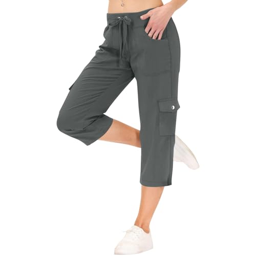 Womens Cargo Capris Lightweight Baggy Quick Dry Capri Cargo Pants Outdoor Elastic Waist Hiking Pants Crop Travel Pant2