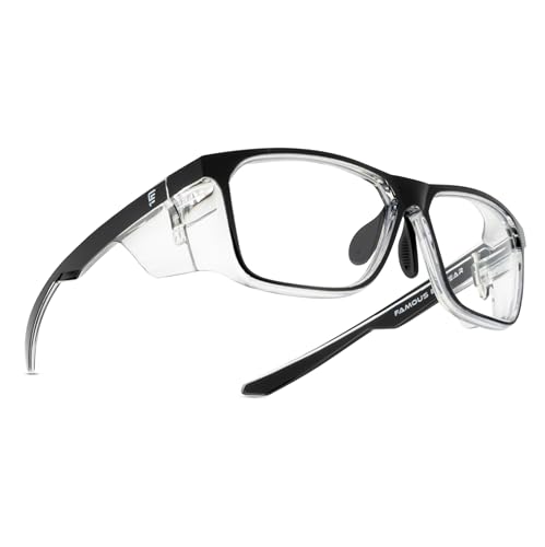 Image of FAMOUS Prescription safety eyeglass frames for men and women polycarbonate material with zero power lens with clear side shield
