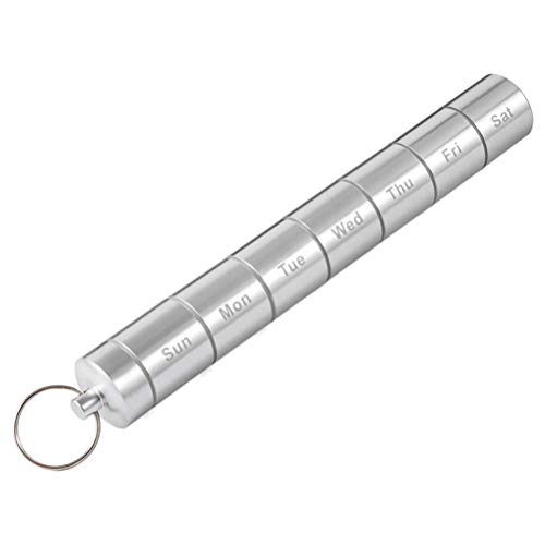 AIJIANG Caja organizadora, 7 días semanales pastillero organizador de almacenamiento semanal, contenedor de aleación de aluminio, dispensador de tabletas independiente