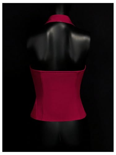 Floerns Women's Goth Lace Up Halter Top Zip Up Deep V Neck Sleeveless Backless Y2k Tops3