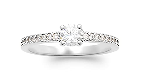 Bague Argent 925 Solitaire Rhodié d'Exception aux Zirconiums Incrustés - 2