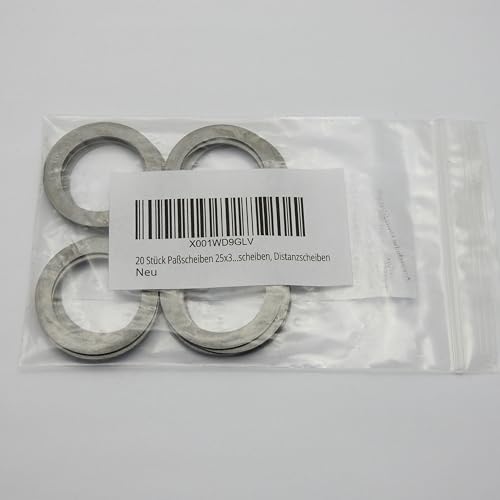 20 Stück Paßscheiben 25x35x1 mm blank, DIN 988, Passscheiben, Stahlausgleichsscheiben, Distanzscheiben