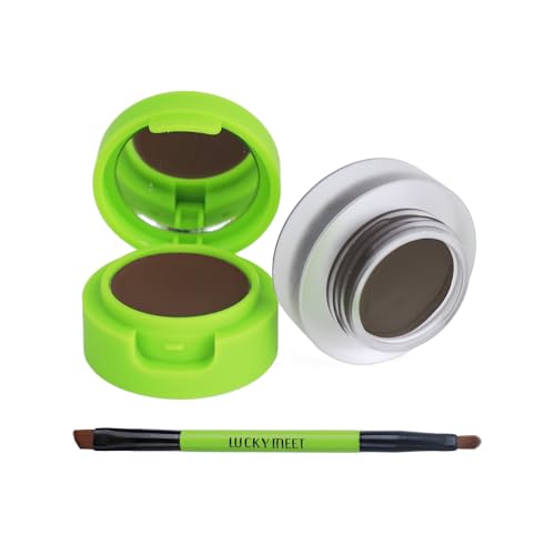 Gel Eyeliner Eyebrow Powder, Waterproof Smudgeproof Long Lasting Makeup Eyeliner Gel with Brush Mirror, Pack of 1 (Brown)