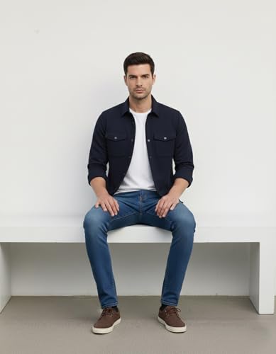 Image of DEELMO Men's Stylish Cotton Blend Casual Shirt || Full Sleeve Button-Down Shirt with Dual Flap Pockets || Comfortable Breathable Fabric || Perfect for Casual Office and Outing Wear
