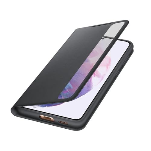Coque rabat miroir Samsung S21 Plus étui cuir noir chic