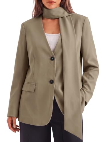 Cicy Bell Womens Casual Blazers V Neck Button Down Suit Jackets
