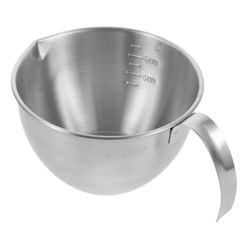QUMIIRITY Tazón de Acero Inoxidable 14 Cm 600 Ml con Asa y Escala, Cuenco para Mezclar Alimentos y Amasar Masa, Utensilio de Cocina Multifuncional para Hornear y Preparar Platos en Casa