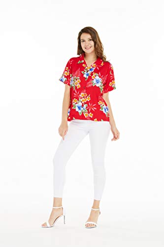 Image of Matchable Family Hawaiian Luau Men Women Girl Boy Clothes in Hibiscus Red