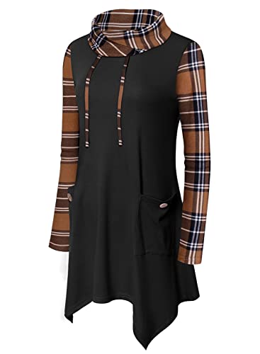Image of Bulotus Womens Sweaters 2025 Winter Cowl Neck Long Asymmetrical Tunic Sweaters for Leggings Holiday Vacation Tops
