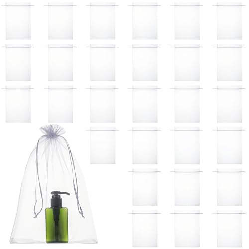 30 Stück Organzasäckchen 30×20 cm Geschenk Hochzeit Säckchen Organzabeutel Mit Kordelzug Kleine Organza Beutel Beutelchen Geschenkbeutel Weiß Schmucksäckchen Schmuckbeutel für Bonbonsbeutel Party
