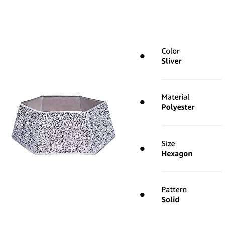 Blissun Christmas Tree Collar, Sequin Christmas Tree Skirt, Folable Christmas Tree Ring, Xmas Tree Stand Base Cover For Christmas Tree Decoration, Hexagon Sliver #TOP7