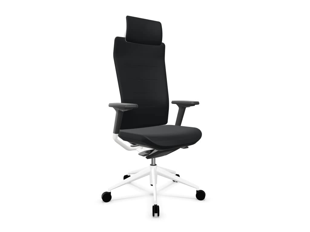 Silla de Oficina o Escritorio Profesional Top Actiu TNK Flex Pure Black Respaldo tapizado Ergonómica, Brazos Regulables 3D con certificación 24h hasta 150kg