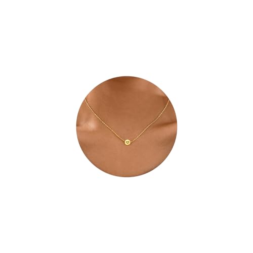 Dainty Heart Necklace for Women Simple Gold/Silver Open Heart Choker Necklaces Tiny Round Coin Pendant Bubble Heart Necklace for Women Birthday Christmas Gifts Stocking Stuffers 03-Engrave H