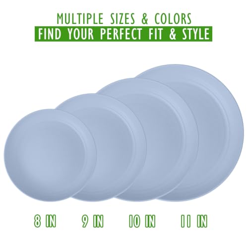 Image of 6PCS 11In Reusable Wheat Straw Deep Plates for Dinner, LightBlue | Unbreakable Plastic Plate with lip edge, Microwave & Dishwasher Safe for Home, Party, Travel