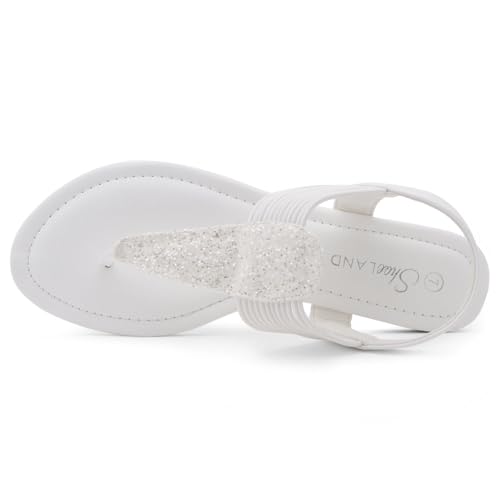 Image of Shoe Land Women's Flat Sandals - Fashion Thong & Gladiator Style with Elastic Strappy String Ankle Strap, Dressy Casual Comfortable Daily Wear, Trendy 2025