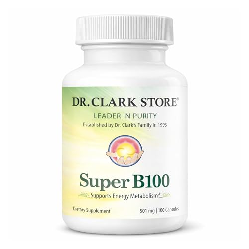 Dr Clark Store Vitamin B Complex (Super B100), 100 Gelatin Capsules, 100 Day Supply, Methylcobalamin B12 for Daily Vitality, Nervous System & Antioxidant Support, No Synthetic Fillers, Easy to Digest Dr Clark Store Vitamin B Complex (Super B100), 100 Gelatin Capsules, 100 Day Supply, Methylcobalamin B12 for Daily Vitality, Nervous System & Antioxidant Support, No Synthetic Fillers, Easy to Digest