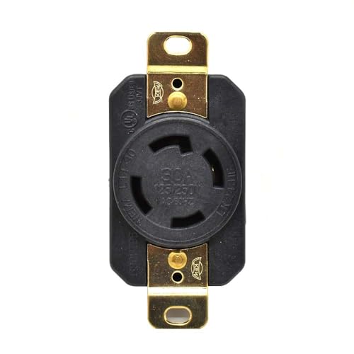 Superior Electric YGP027F Twist Lock Wall Mount Electrical Receptacle 4 Wire, 30 Amps, 125/250V, NEMA L14-30R