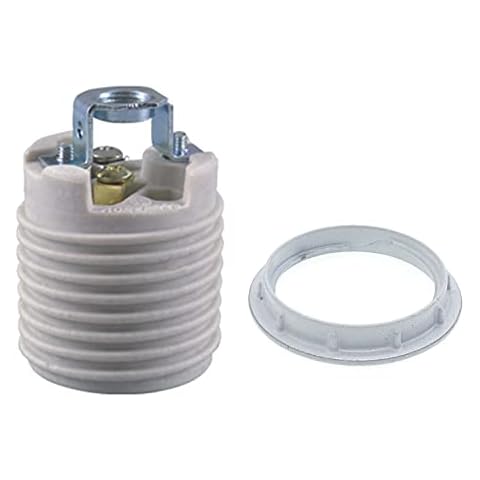 Keyless Porcelain Threaded Socket with Hickey,TWDRTDD Medium Base E26 Threaded Keyless Porcelain Socket,Brackets (IPS 1/8-27)) Cover