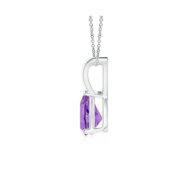 Angara Natural Amethyst Solitaire Pendant for Women | V-Bale Pear-Shaped Amethyst Solitaire Pendant in 14K Solid Gold/Silver/Platinum | February Birthday, Anniversary, Gemstone Jewellery Gift - Image 3